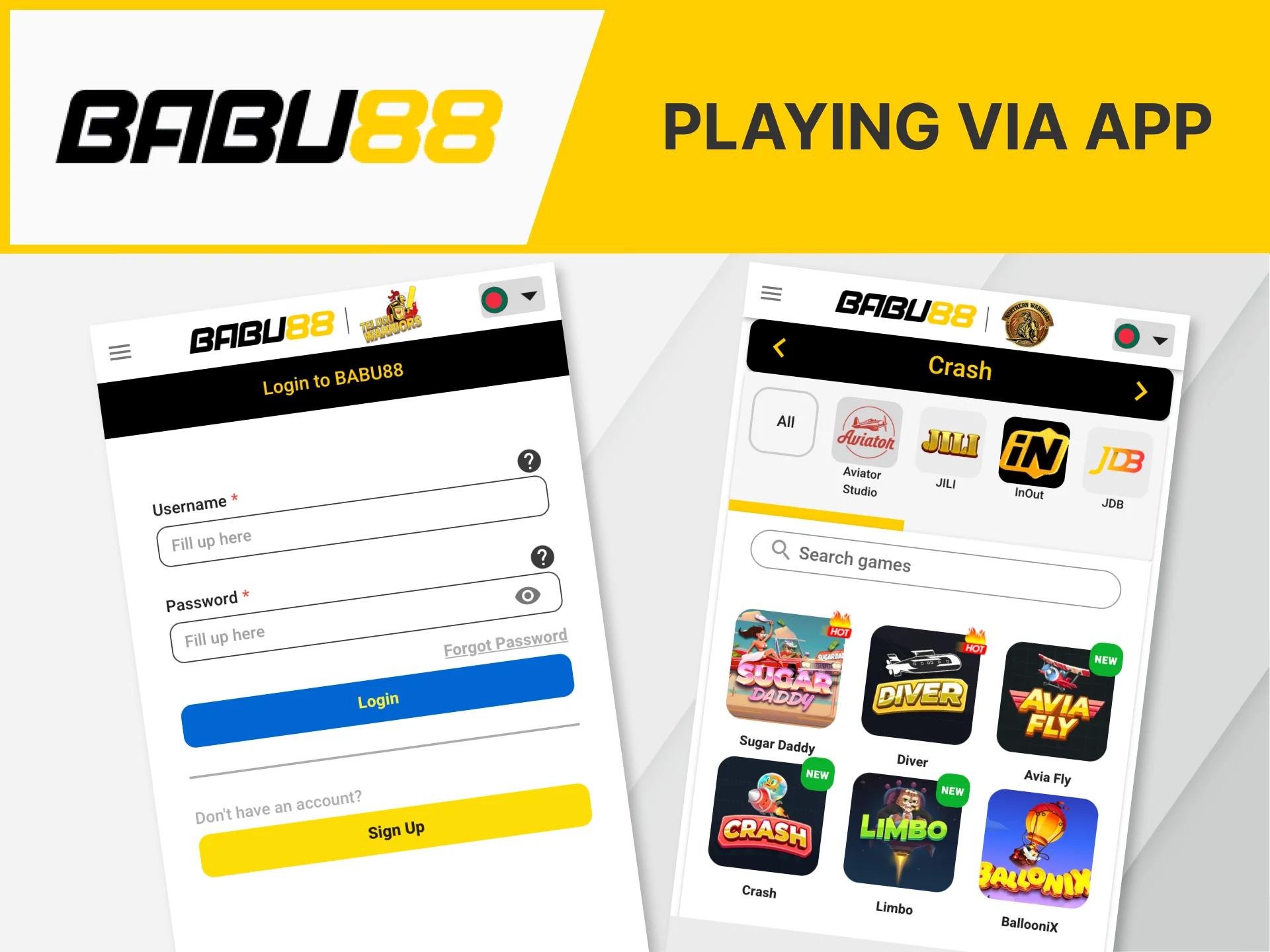 Play crash games on the Babu88 casino website using the mobile app.