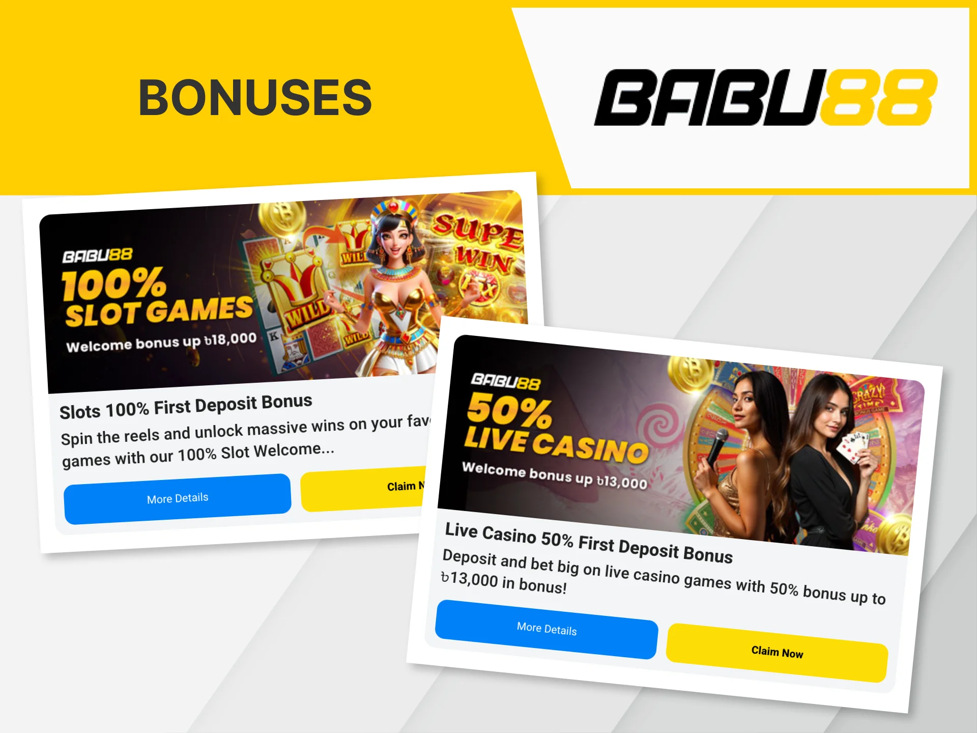 The official Babu88 casino website offers a wide range of bonuses for various games.